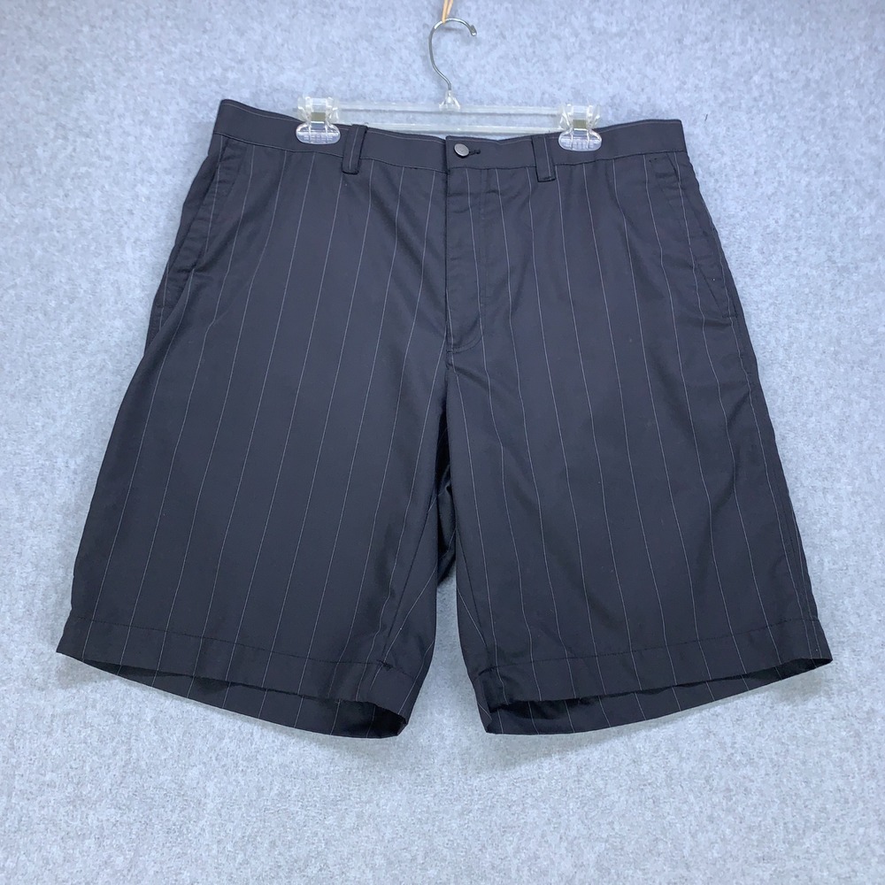 Callaway Golf Shorts Mens 38 Black Pinstripe Performance Flat Front Polyester